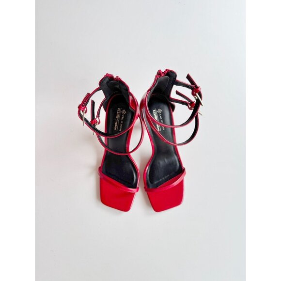NWOT CALL IT SPRING Biancah Red Vegan Patent Double Ankle Strap Sandals, Size 8 - Picture 2 of 11